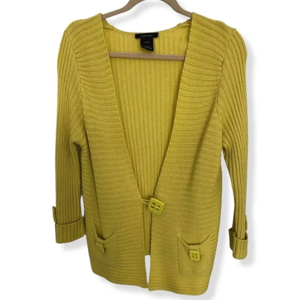 🌞 Alison Sheri Empire Yellow Cardigan  XS, But Fits S And M